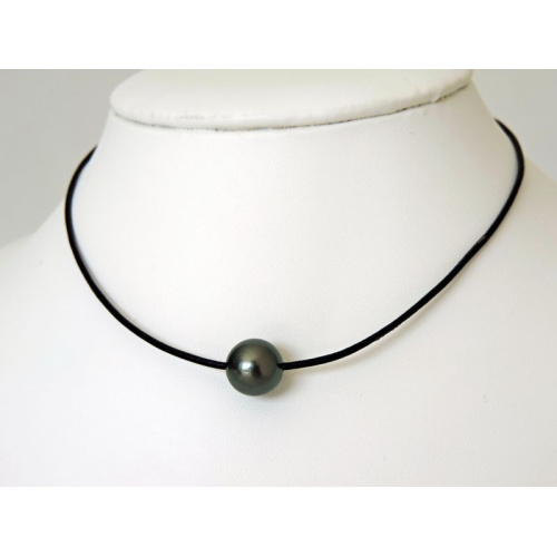 Collier Cuir et Argent - Montage sur Cuir Noir et Fermoir Argent