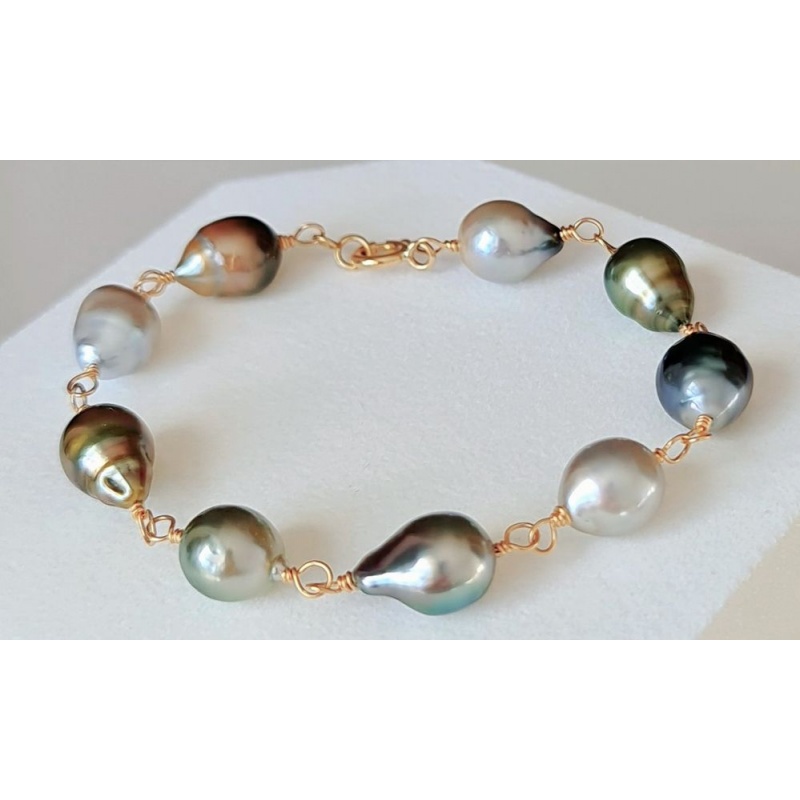 Bracelet élastique perles en vermeil plaqué or 18 carats - Perle