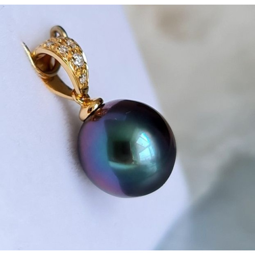 Perle d'exception - Pendentif Or, Diamants et Véritable Perle de Tahiti