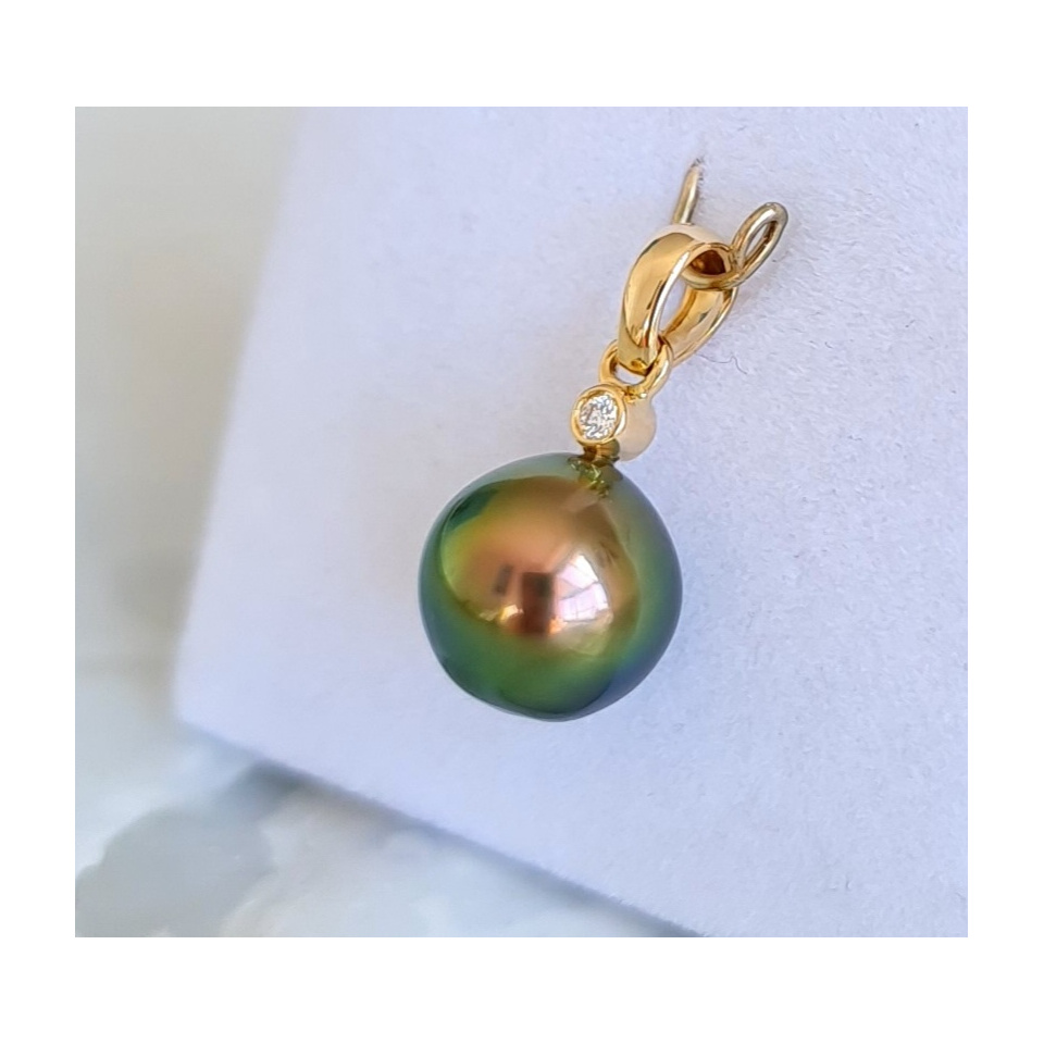 Goutte Sublime - Pendentif Or Jaune, Diamant et Perle de Tahiti