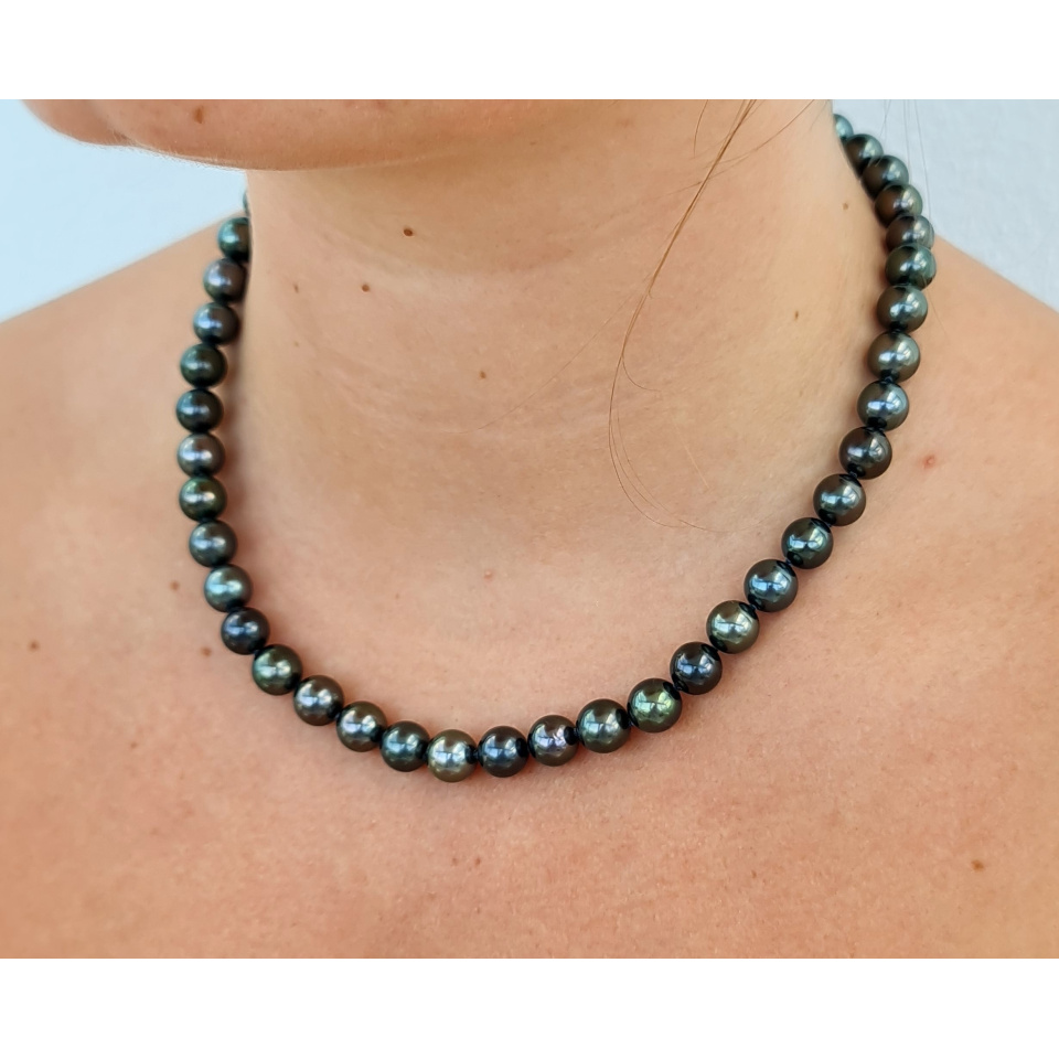 Poerava Nui Perles d'Ô - Collier en Véritables Perles de Tahiti