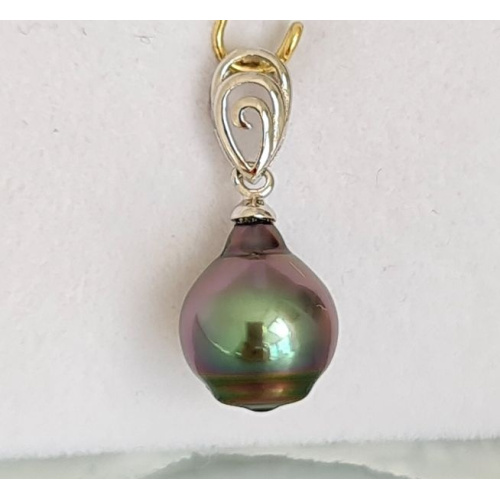 Mateata - Pendentif Argent Rhodié et Perle de Tahiti