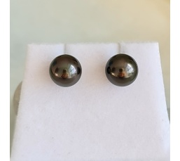 La Vie en Or - Boucles d'Oreilles en Or Jaune et Véritables Perles de Tahiti