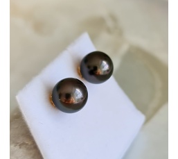 La Vie en Or - Boucles d'Oreilles en Or Jaune et Véritables Perles de Tahiti