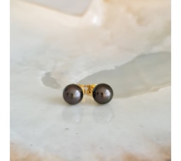 La Vie en Or - Boucles d'Oreilles en Or Jaune et Véritables Perles de Tahiti