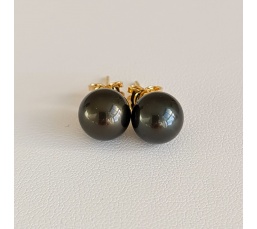 La Vie en Or - Boucles d'Oreilles en Or Jaune et Véritables Perles de Tahiti