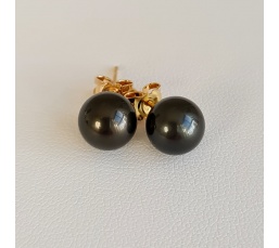 La Vie en Or - Boucles d'Oreilles en Or Jaune et Véritables Perles de Tahiti