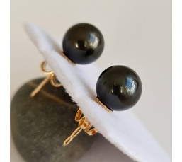 La Vie en Or - Boucles d'Oreilles en Or Jaune et Véritables Perles de Tahiti