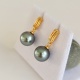 Perles Exquises - Boucles d'Oreilles en Or Jaune et Véritables Perles de Tahiti