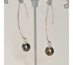 Maeva Nui - Boucles d'Oreilles Argent Rhodié et Véritables Perles de Tahiti