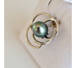 Fleur - Pendentif Argent Rhodié et Véritable Perle de Tahiti