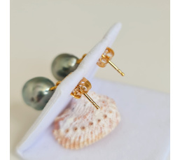 Motane - Boucles d'Oreilles Plaqué Or 3 microns et Véritables Perles de Tahiti
