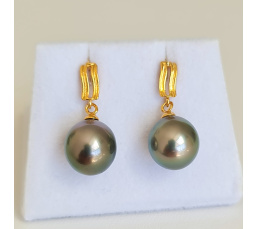 Maiao - Boucles d'Oreilles Plaqué Or et Véritables Perles de Tahiti