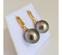 Maiao - Boucles d'Oreilles Plaqué Or et Véritables Perles de Tahiti