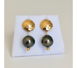 Miri - Boucles d'Oreilles Plaqué Or et Véritables Perles de Tahiti