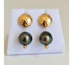 Miri - Boucles d'Oreilles Plaqué Or et Véritables Perles de Tahiti
