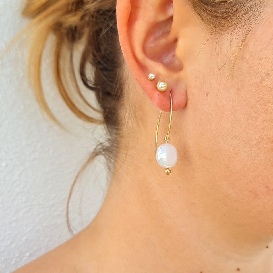 Soleils d'Eté - Boucles d'Oreilles Or Laminé 14 carats et Perles d'Eau Douce