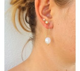 Soleils d'Eté - Boucles d'Oreilles Or Laminé 14 carats et Perles d'Eau Douce