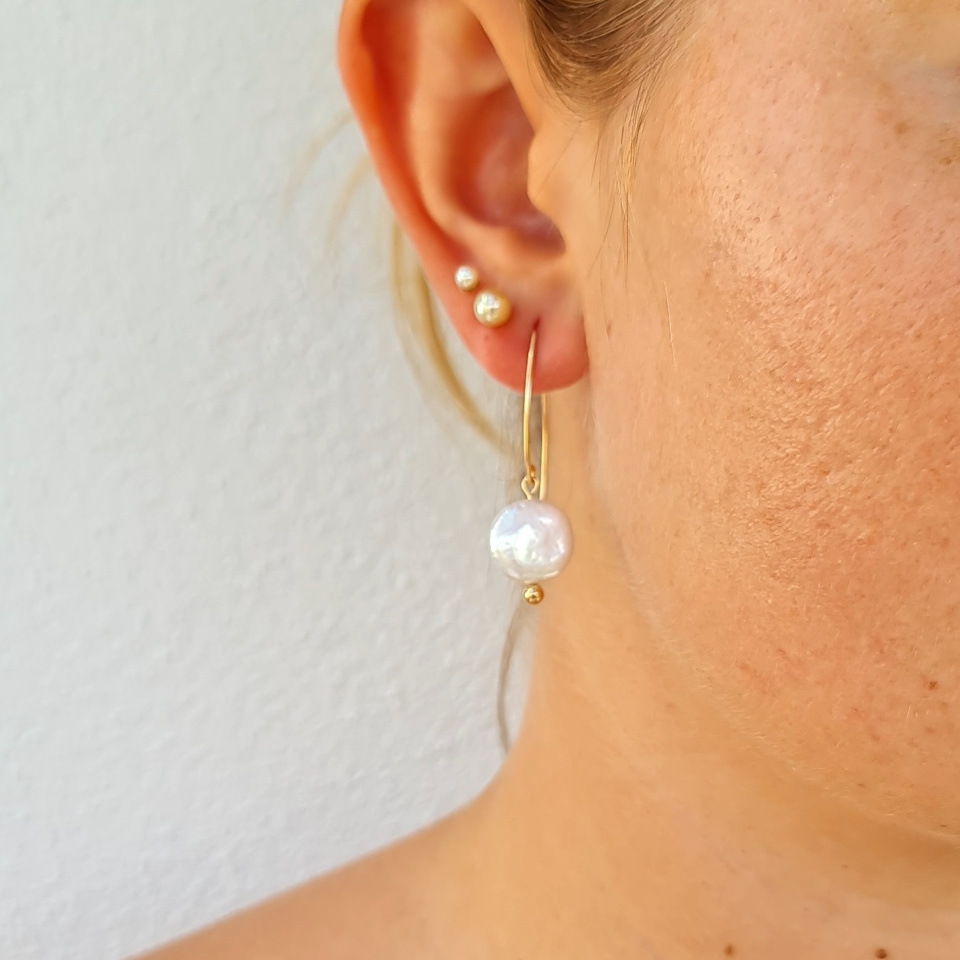 Soleils d'Eté - Boucles d'Oreilles Or Laminé 14 carats et Perles d'Eau Douce