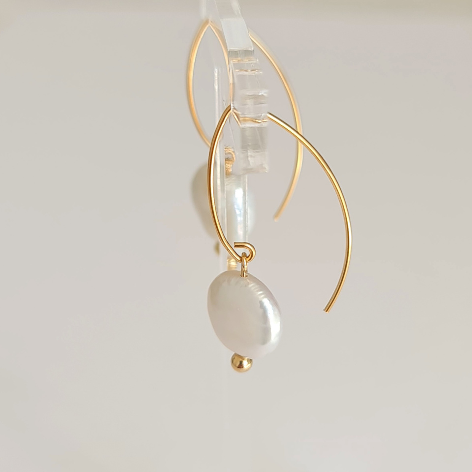 Soleils d'Eté - Boucles d'Oreilles Or Laminé 14 carats et Perles d'Eau Douce