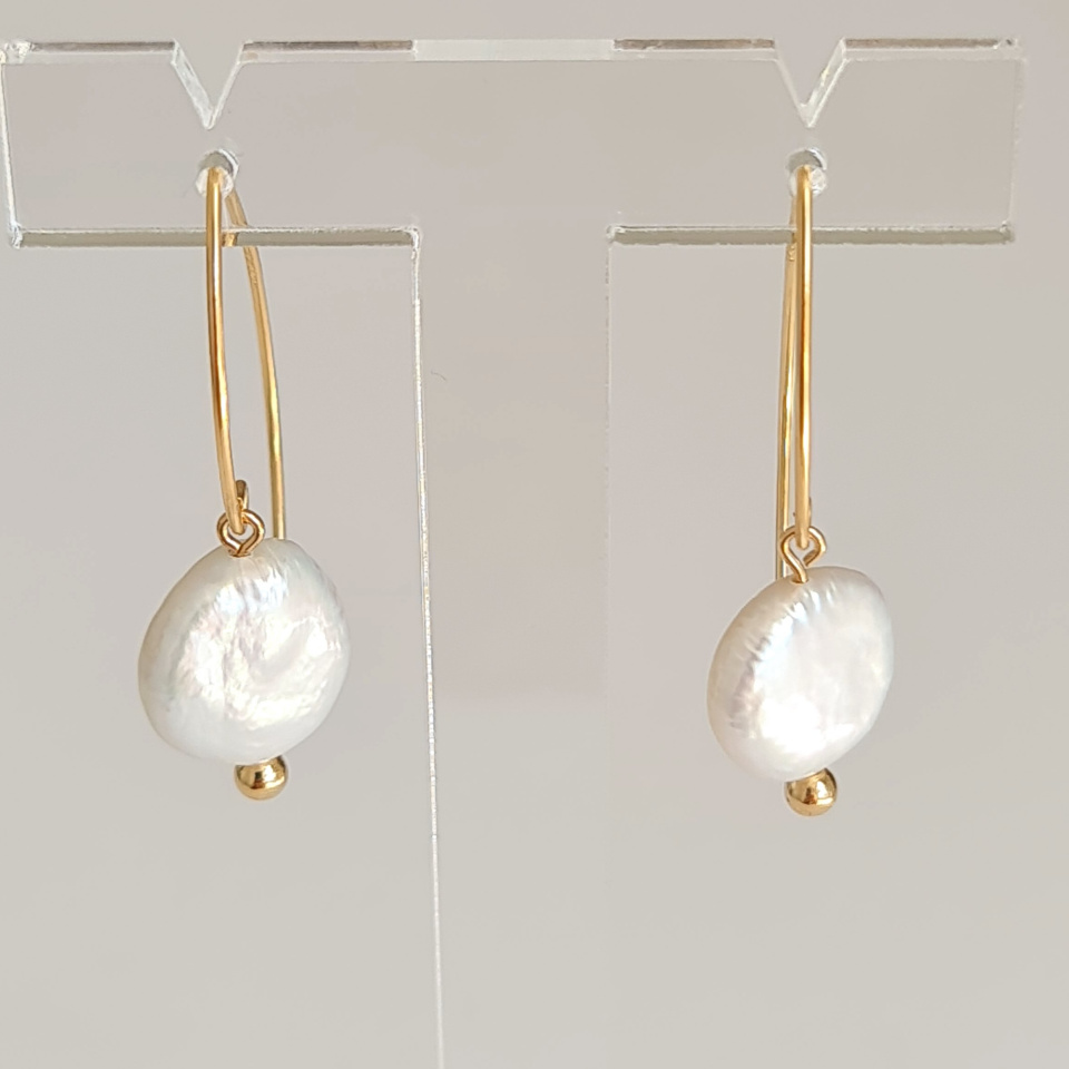 Soleils d'Eté - Boucles d'Oreilles Or Laminé 14 carats et Perles d'Eau Douce