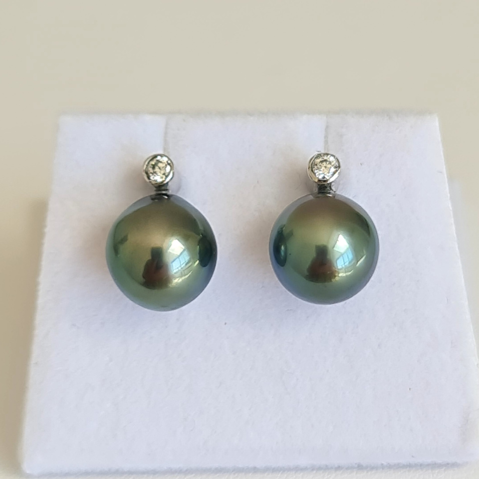 Maiao - Boucles d'Oreilles Argent Rhodié et Perles de Tahiti