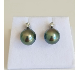 Maiao - Boucles d'Oreilles Argent Rhodié et Perles de Tahiti