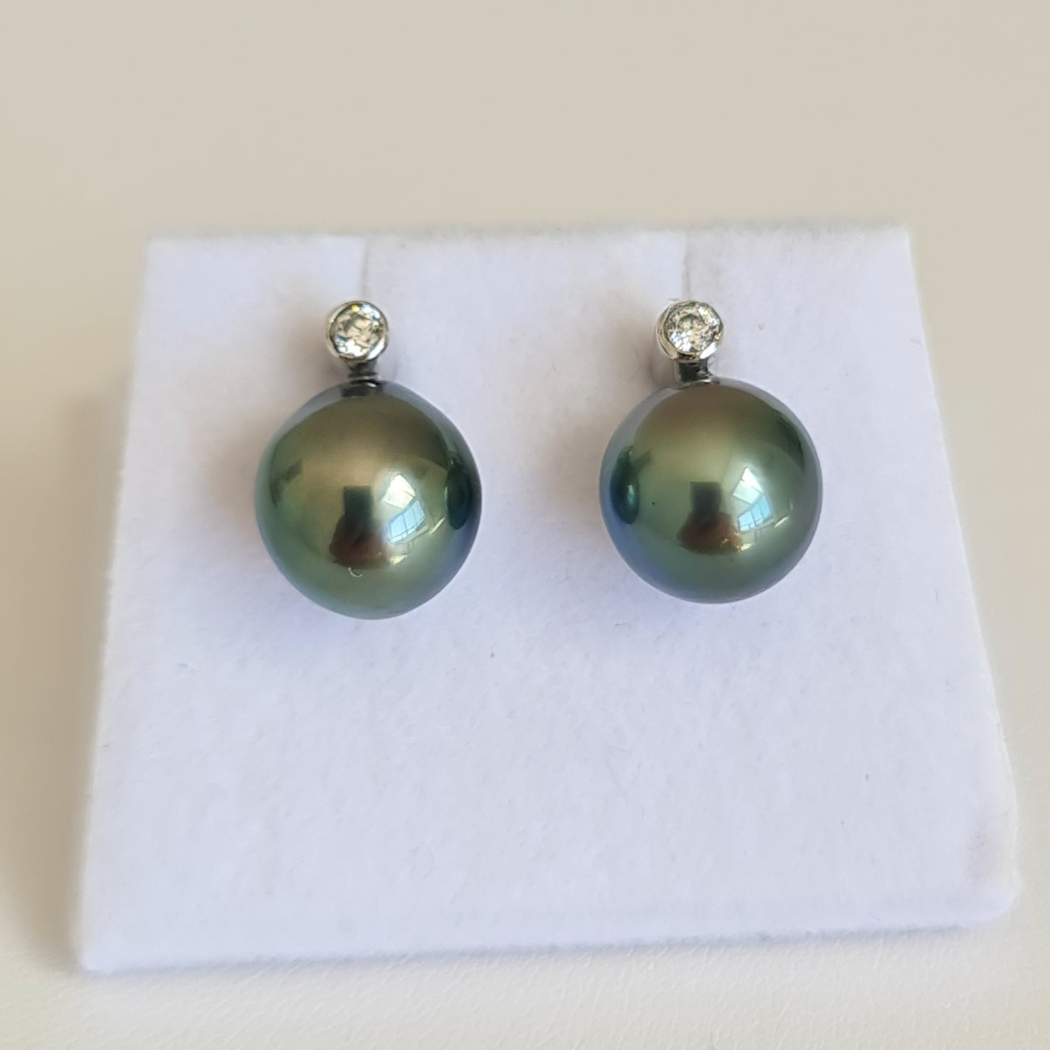 Maiao - Boucles d'Oreilles Argent Rhodié et Perles de Tahiti