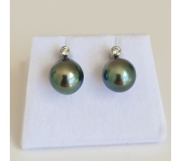 Maiao - Boucles d'Oreilles Argent Rhodié et Perles de Tahiti