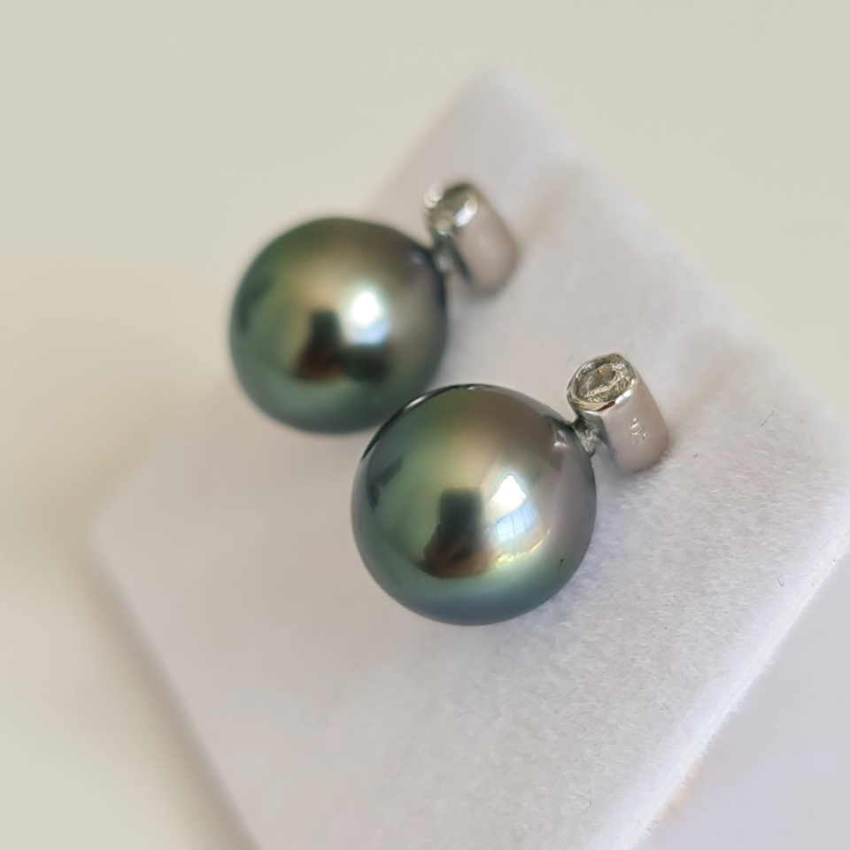 Maiao - Boucles d'Oreilles Argent Rhodié et Perles de Tahiti