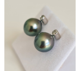 Maiao - Boucles d'Oreilles Argent Rhodié et Perles de Tahiti