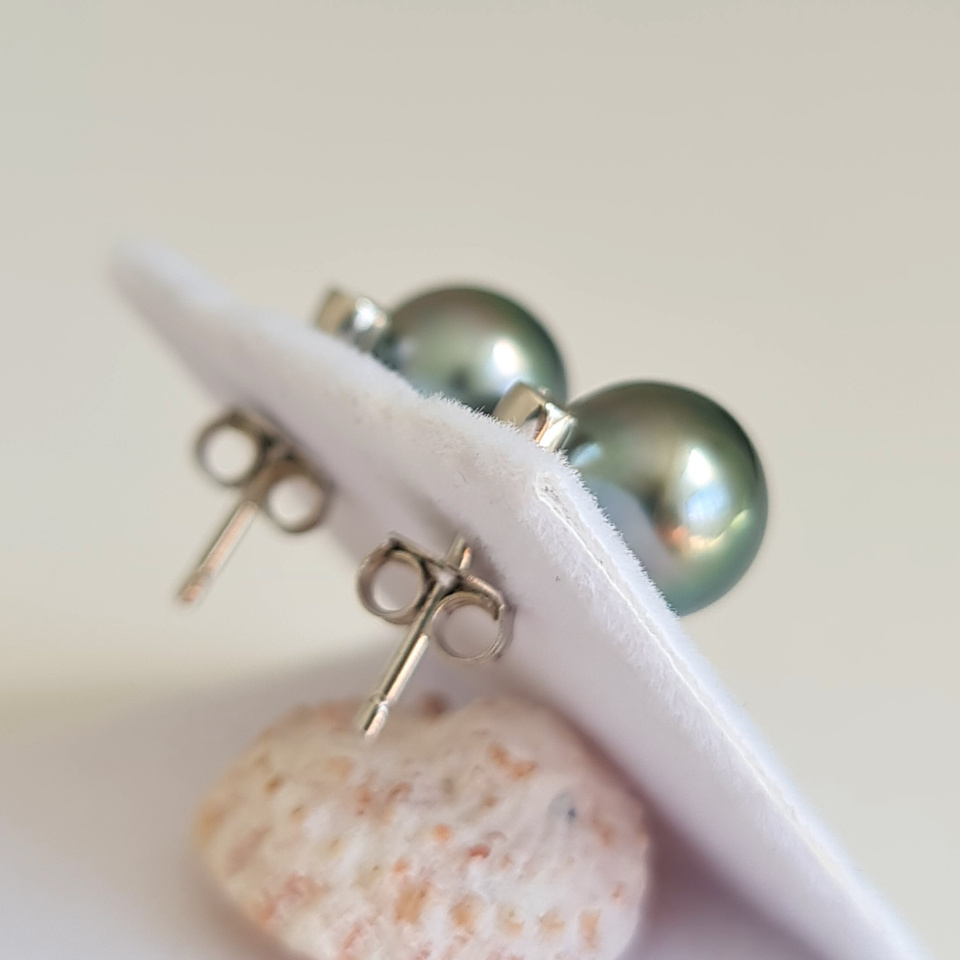 Maiao - Boucles d'Oreilles Argent Rhodié et Perles de Tahiti