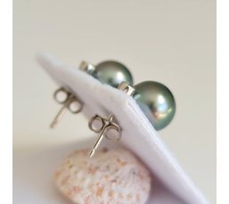 Maiao - Boucles d'Oreilles Argent Rhodié et Perles de Tahiti