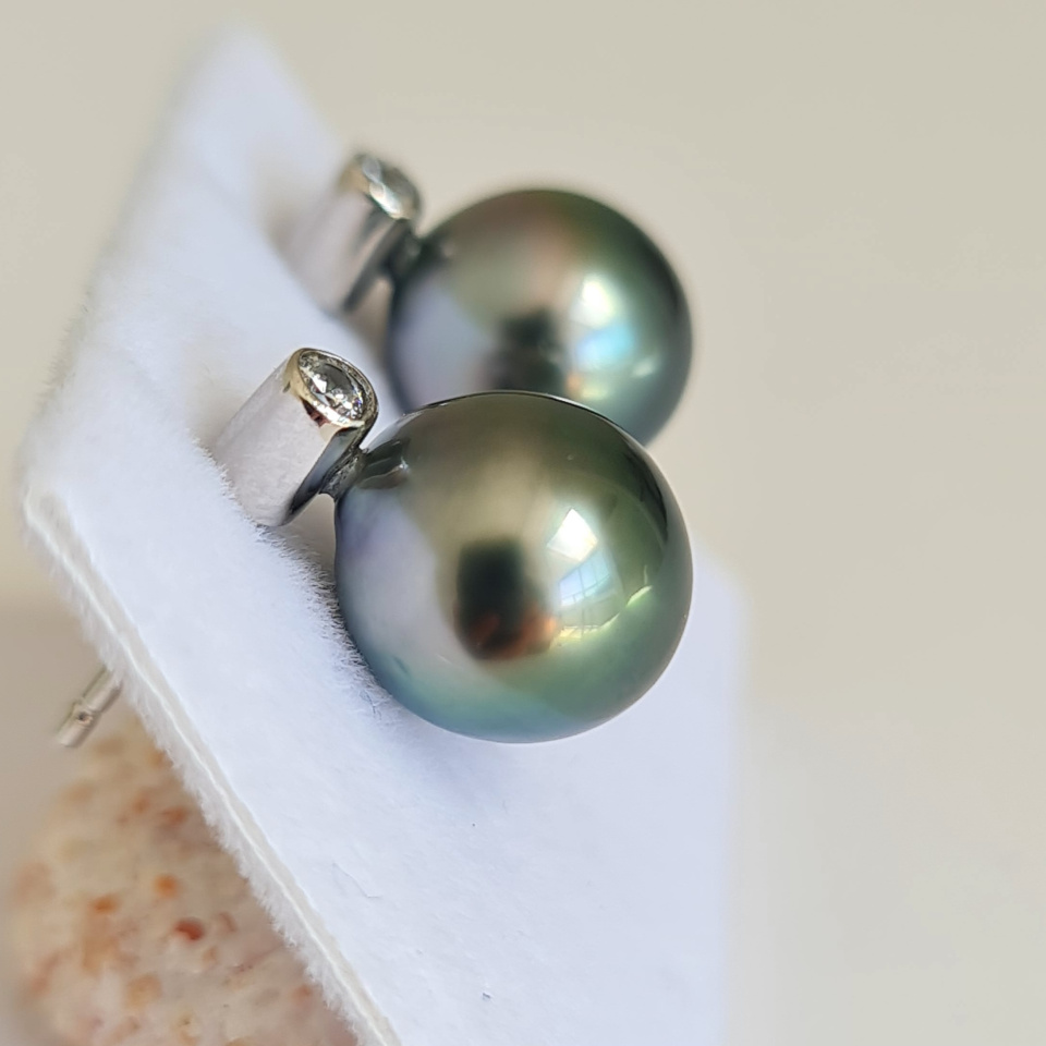 Maiao - Boucles d'Oreilles Argent Rhodié et Perles de Tahiti