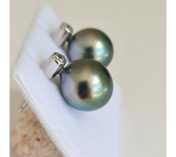 Maiao - Boucles d'Oreilles Argent Rhodié et Perles de Tahiti