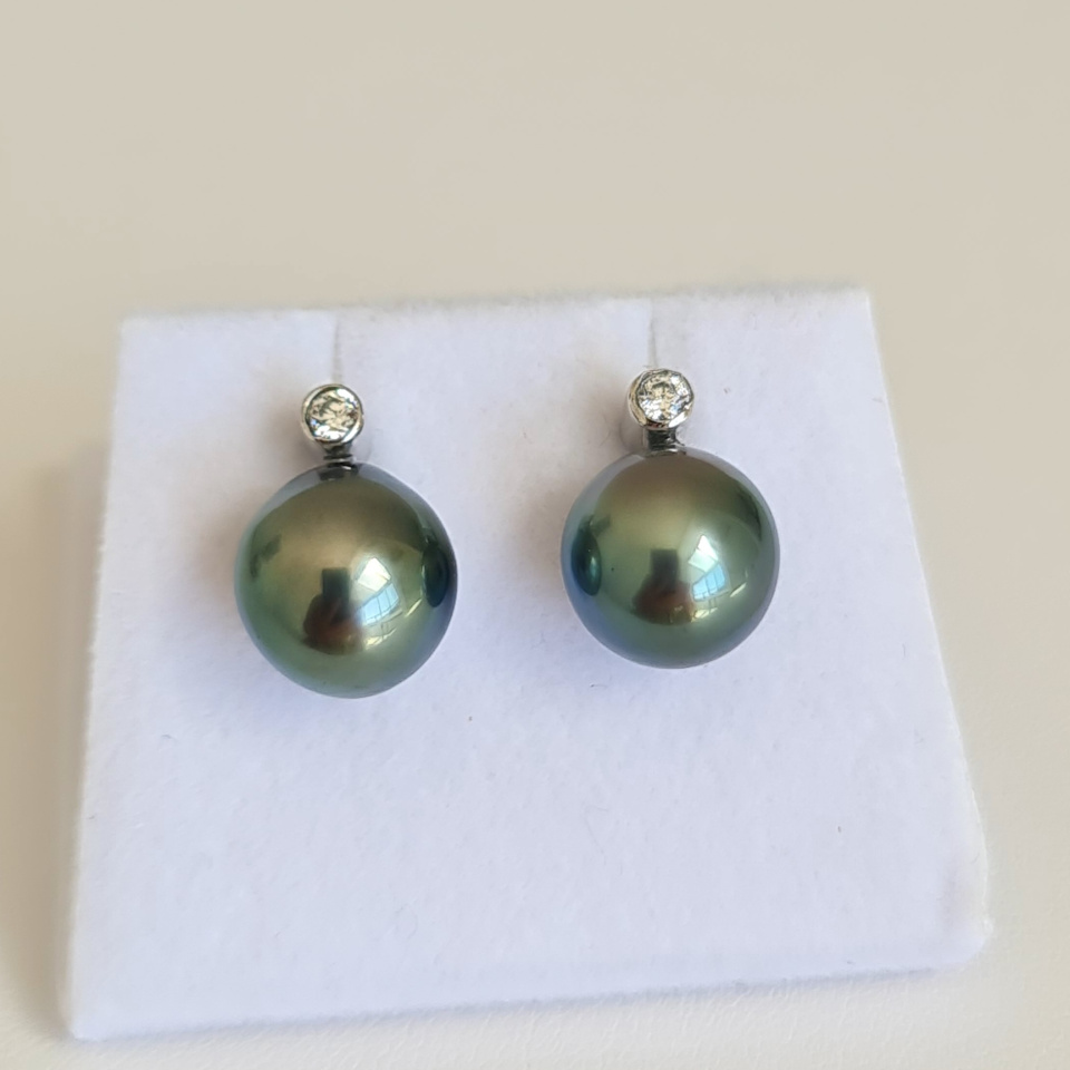 Maiao - Boucles d'Oreilles Argent Rhodié et Perles de Tahiti