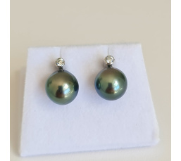 Maiao - Boucles d'Oreilles Argent Rhodié et Perles de Tahiti