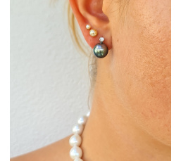 Maiao - Boucles d'Oreilles Argent Rhodié et Perles de Tahiti