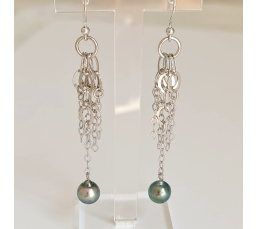 Manava - Boucles d'Oreilles Argent Rhodié et Perles de Tahiti