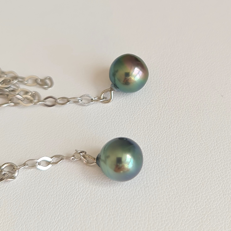 Manava - Boucles d'Oreilles Argent Rhodié et Perles de Tahiti