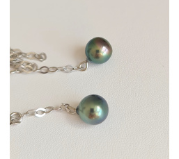 Manava - Boucles d'Oreilles Argent Rhodié et Perles de Tahiti
