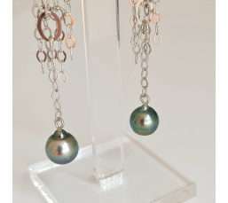 Manava - Boucles d'Oreilles Argent Rhodié et Perles de Tahiti