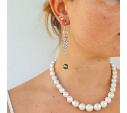Manava - Boucles d'Oreilles Argent Rhodié et Perles de Tahiti