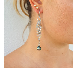 Manava - Boucles d'Oreilles Argent Rhodié et Perles de Tahiti