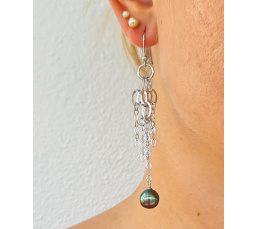 Manava - Boucles d'Oreilles Argent Rhodié et Perles de Tahiti