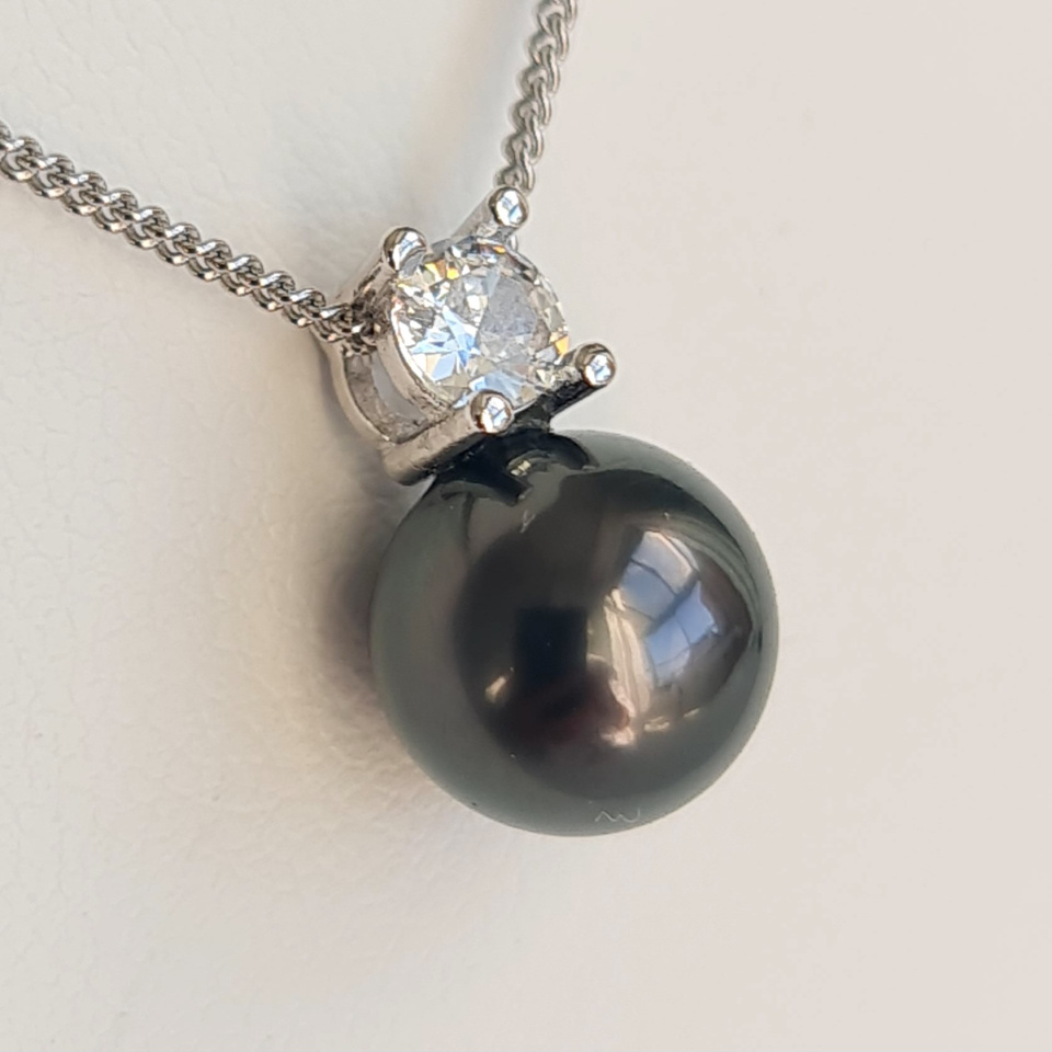 Poerava - Collier Argent rhodié et Véritable Perle de Tahiti