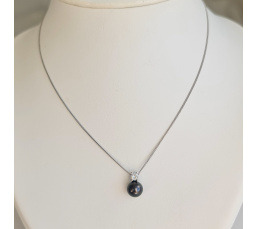 Poerava - Collier Argent rhodié et Véritable Perle de Tahiti