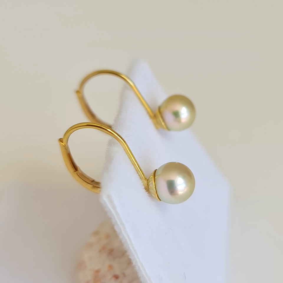 Akoyas en Or - Boucles d'Oreilles en Or Jaune et Perles du Japon