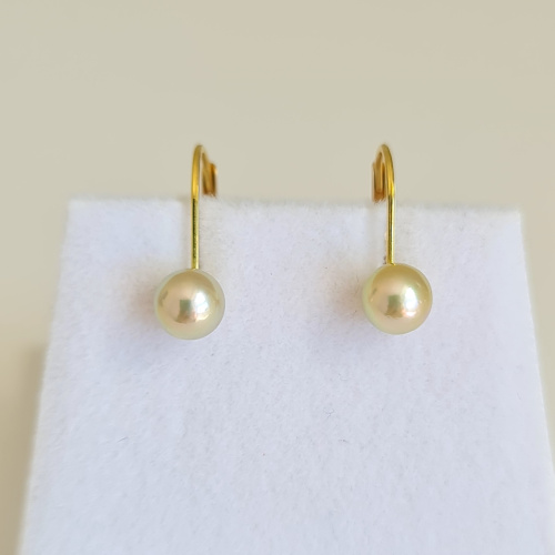 Akoyas en Or - Boucles d'Oreilles en Or Jaune et Perles de Tahiti