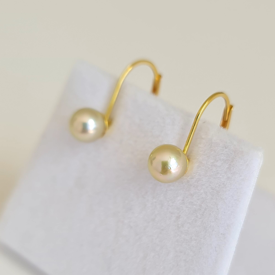 Akoyas en Or - Boucles d'Oreilles en Or Jaune et Perles du Japon